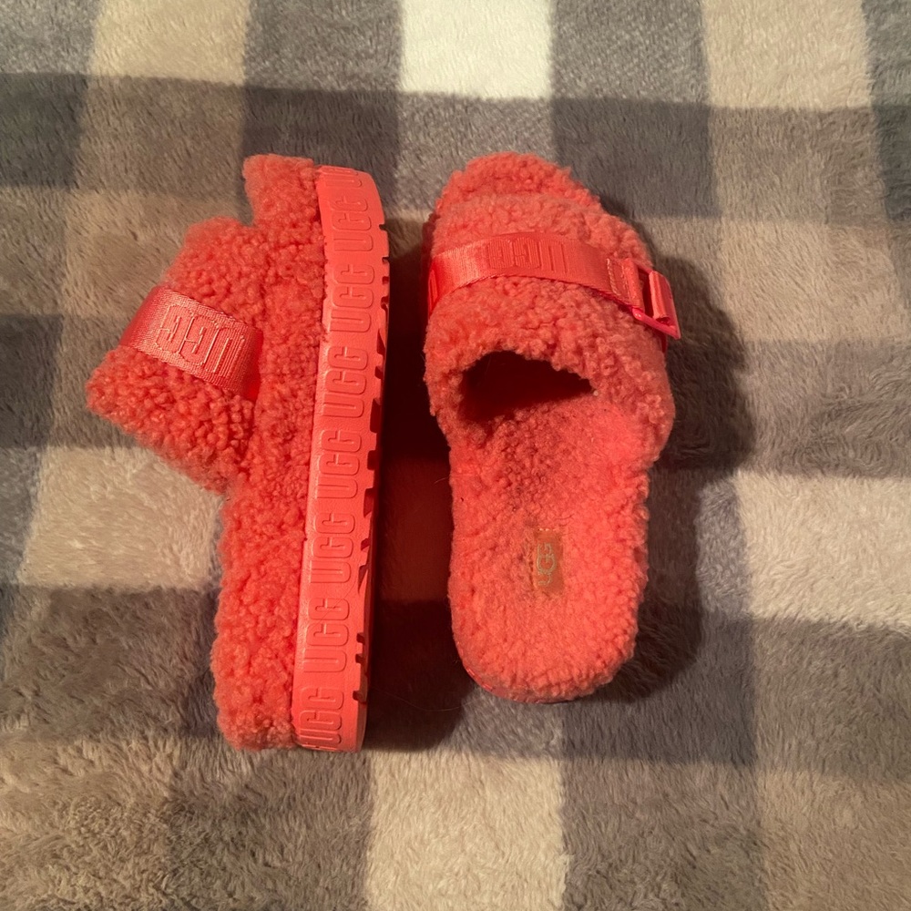 Ugg Pink Platform Fuzzy Slides - image 2